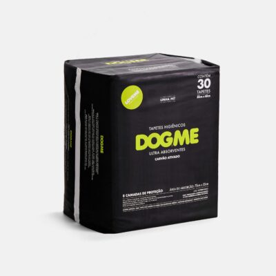 Pacote de tapetes higiênicos para cães Dogme, 30 unidades, 80x60 cm, embalagem preta com detalhes verdes