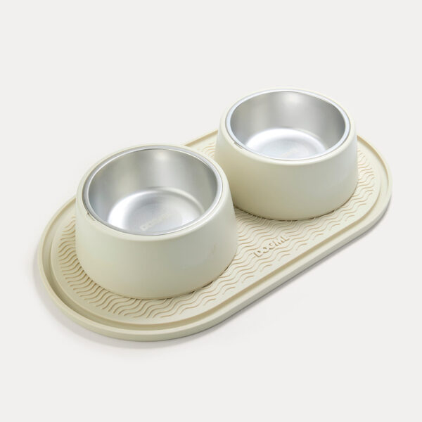 Kit Double Bowl Station Dogme Bege - 02 Soft Bowls + Bowl Station